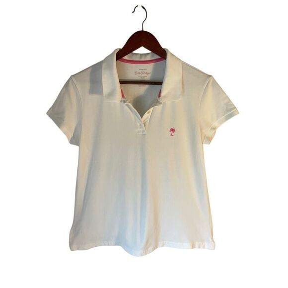 Lilly Pulitzer Tops - Lilly Pulitzer Polo Island Po with TransDRY. White Pink. L